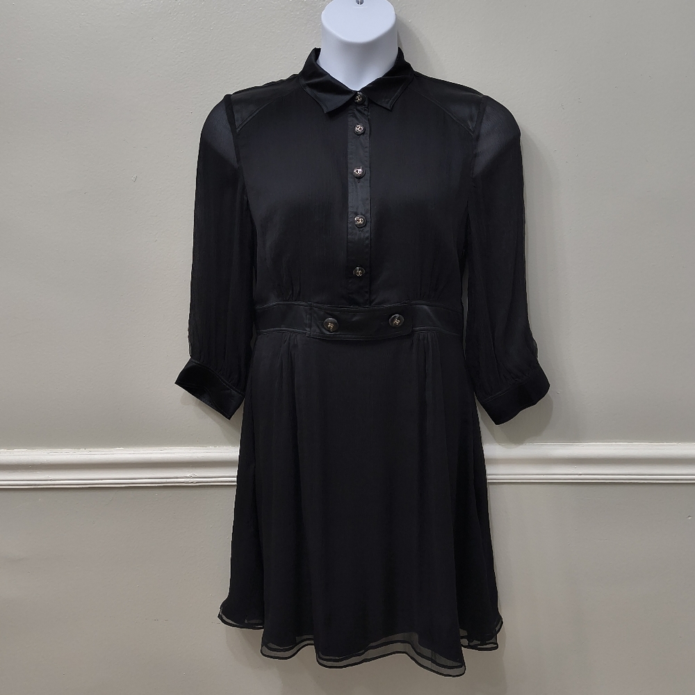 Boston Proper Women's 100% Black Silk Dress Size 14 Whimsigoth Witchy Romantic